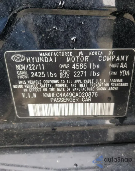 2012 Hyundai Sonata Hybrid from USA, damaged, VIN KMHEC4A49CA020876